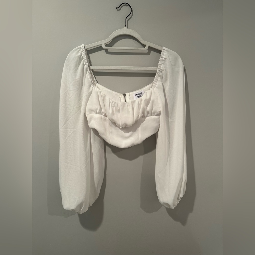 Princess Polly Long Sleeve Crop Top White